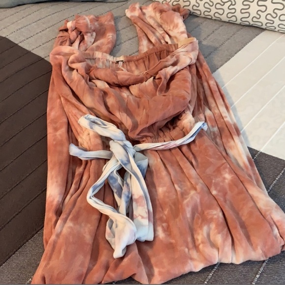 Free People Marble Abstract Cloud Camo Tie Dye Strapless Jumpsuit - Picture 16 of 16